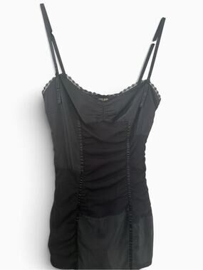 Guess Black Lace-Trim Spaghetti Strap Mini Dress